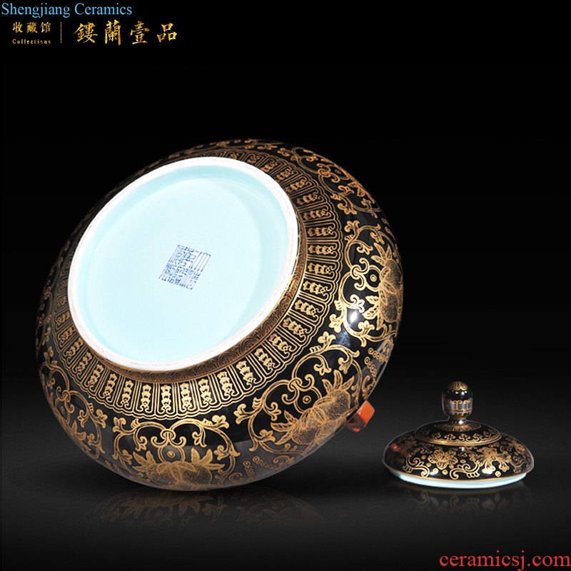 Imperial kiln jingdezhen ceramics high imitation qianlong yellow rolling road branch pattern mei bottles of the sitting room decorate household furnishing articles