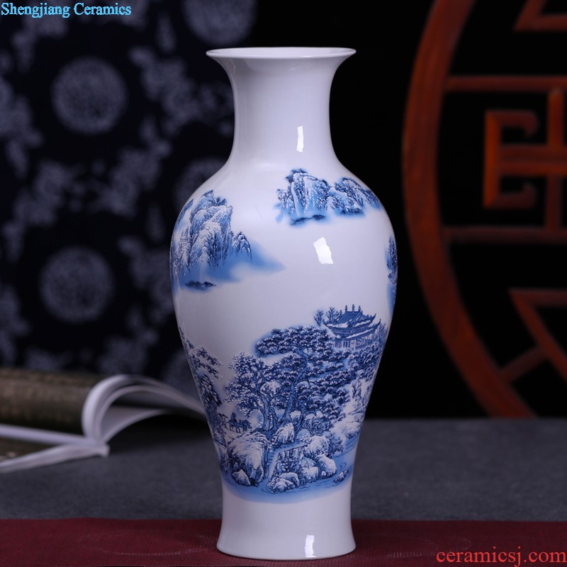 Jingdezhen ceramics Hand-painted scenery blue and white porcelain vase thin body new sitting room of Chinese style household porcelain decoration furnishing articles