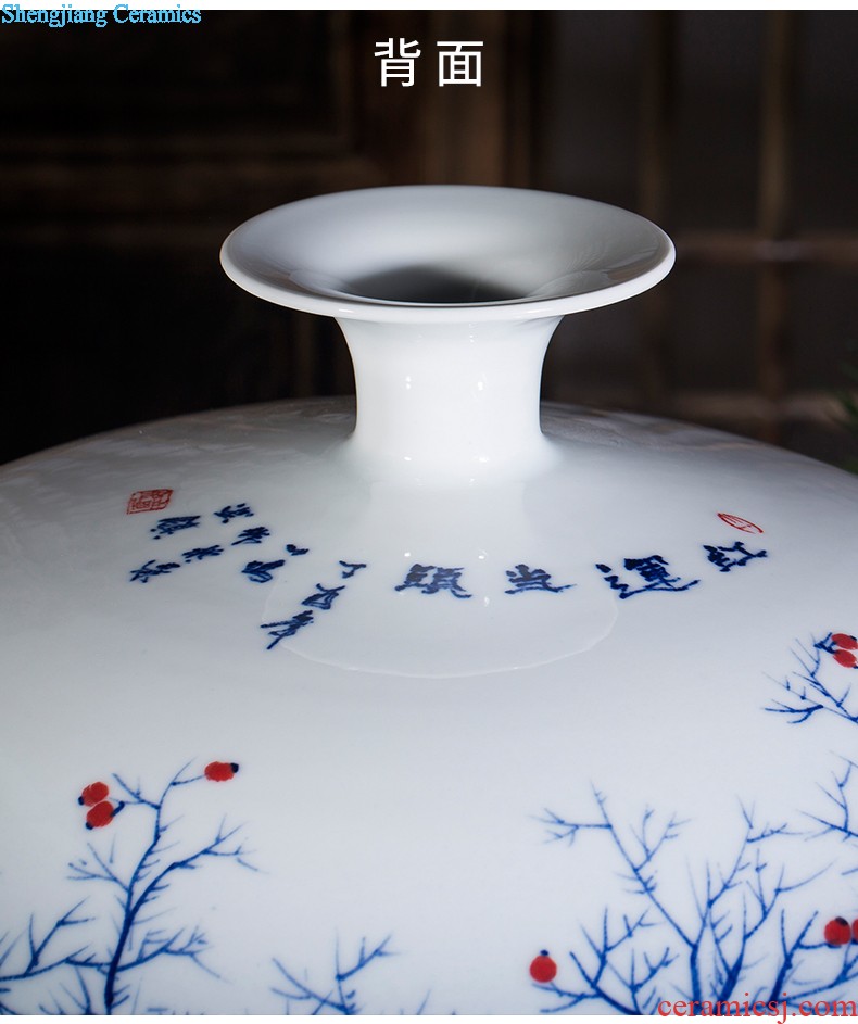 Famous master of jingdezhen ceramics hand-painted gold rat blue and white porcelain vase prosperous wealth sitting room adornment handicraft furnishing articles