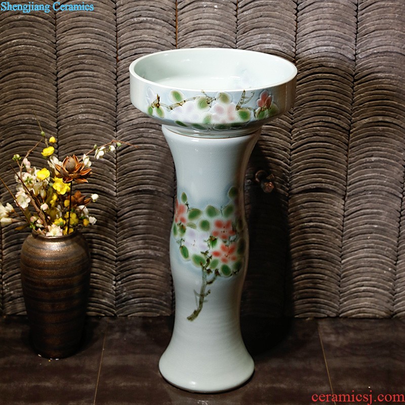 Art pillar basin ceramic floor pillar type lavatory toilet lavabo balcony one wash basin