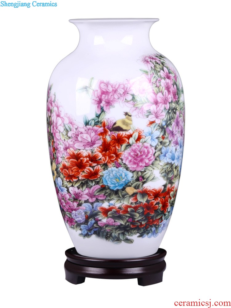 Jingdezhen ceramics The hand-painted chunjiang nostalgia vase furnishing articles New Chinese style household sitting room porch decoration