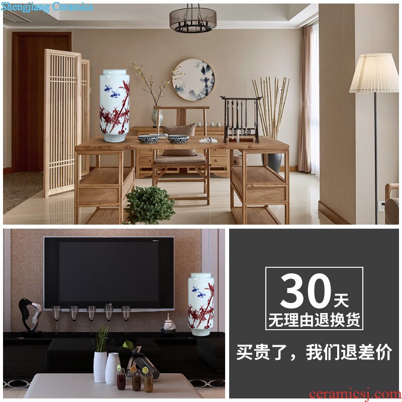 Jingdezhen ceramics decoration Flat peach offer life of hand-painted vases, flower arranging new Chinese style household handicraft furnishing articles