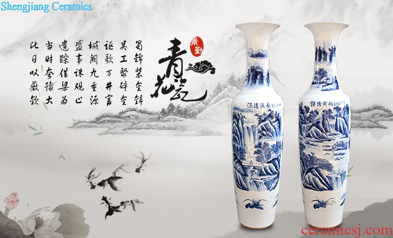 Gu wind 052 jingdezhen blue and white hand painting Opening ceremony/1.8 meters 2.2 meters antique vase