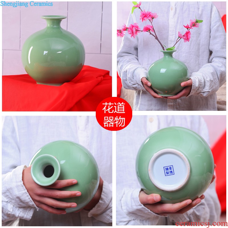 Jingdezhen ceramic vases, furnishing articles New Chinese style traditional Chinese painting landscape dried flowers flower arrangement home office decorations