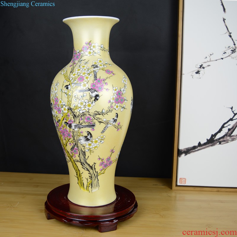 Chinese style restoring ancient ways of jingdezhen ceramics green glaze vase sitting room porch rich ancient frame home decoration handicraft furnishing articles