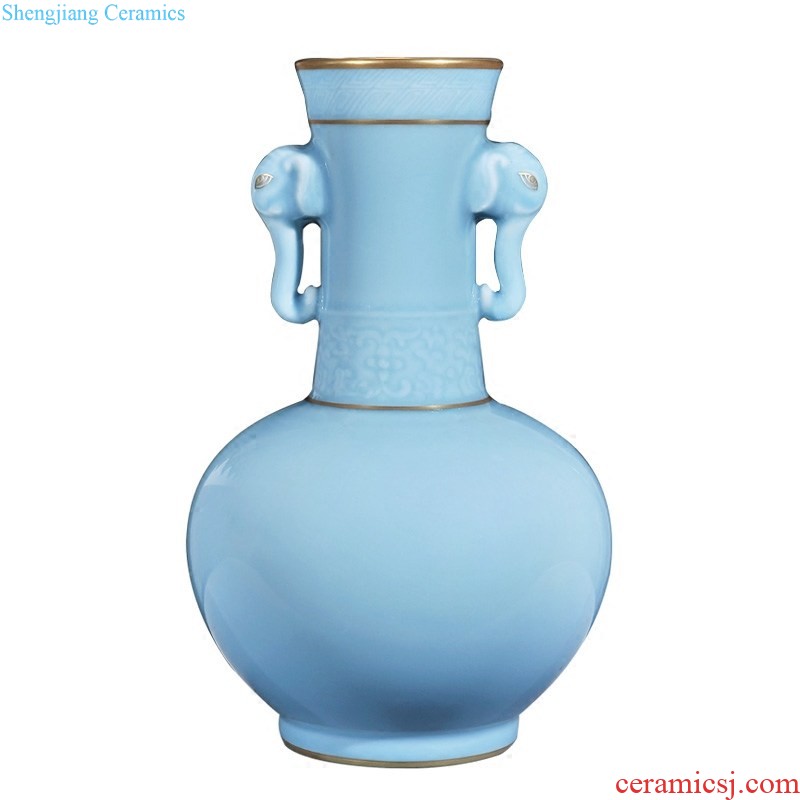 Blue and white peach jingdezhen ceramics imitation qing qianlong grain the general pot of new Chinese style home furnishing articles sitting room