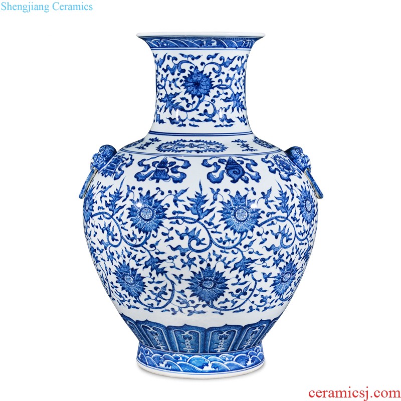 Jingdezhen ceramics hand-painted high copy qianlong bucket color flower vases, Chinese style household decorations collection furnishing articles