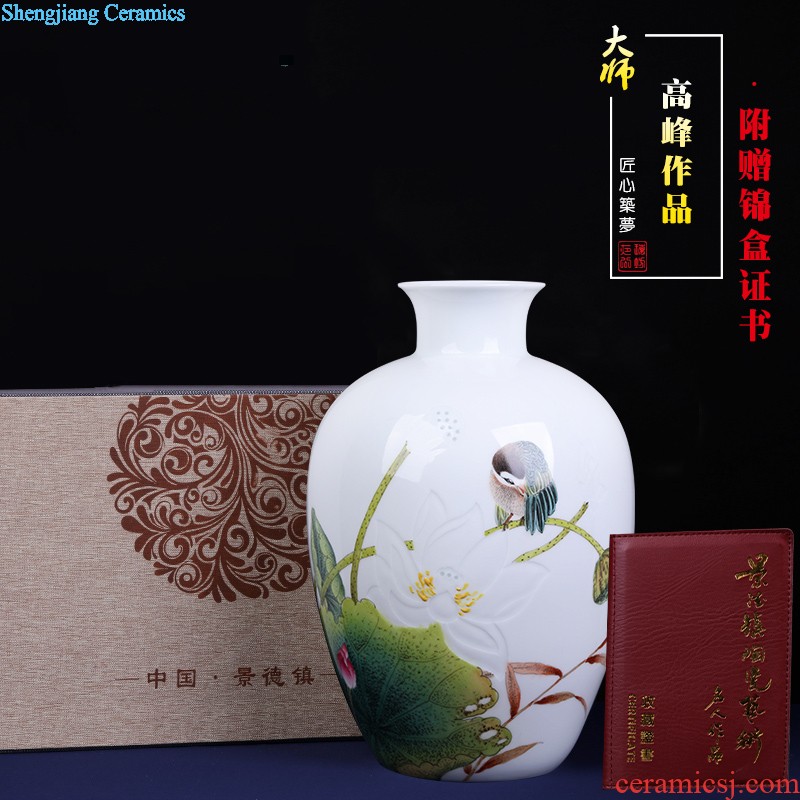 Jingdezhen ceramics vase Wang Yunxi blue and white porcelain rich auspicious flower receptacle Contemporary sitting room handicraft furnishing articles