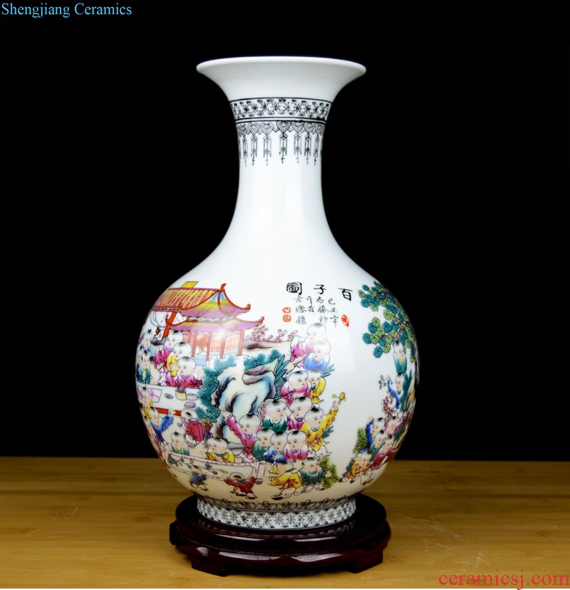 Jingdezhen ceramic pastel landscape painting big vase living room TV cabinet flower arranging hydroponic household soft adornment is placed