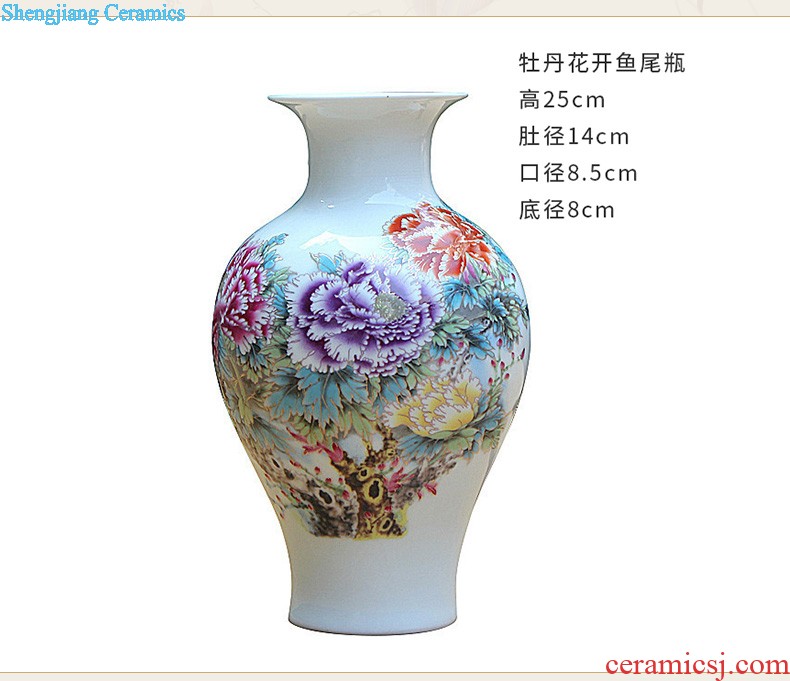 Jingdezhen ceramics vase furnishing articles hand-painted flower is blue and white porcelain bottle of flower arranging Chinese style living room decoration