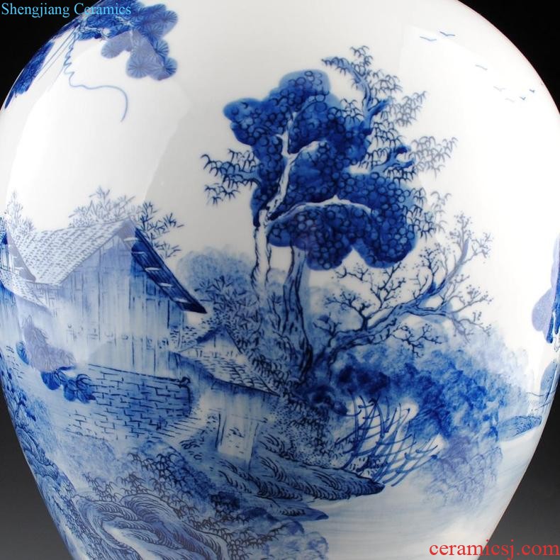 Jingdezhen ceramic aquarium China hand-painted modern Chinese landscape painting cylinder home sitting room adornment ornament