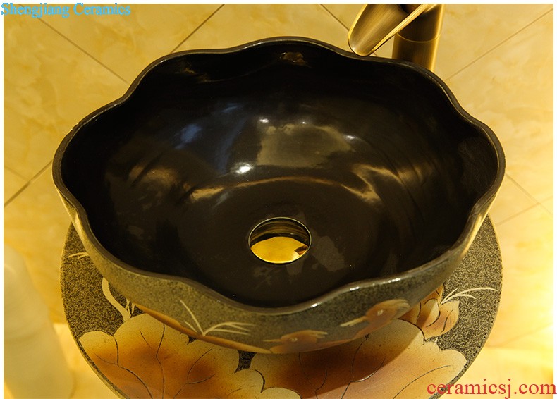 Koh larn, qi of jingdezhen ceramic art basin mop mop pool glaze ChiFangYuan mop pool fire lotus 35 cm diameter