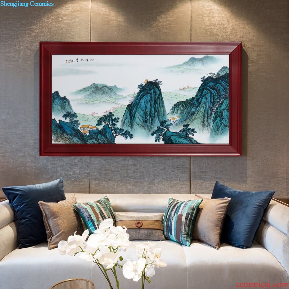 Jingdezhen ceramics porcelain plate painting mountain range bedroom adornment of Chinese style household the sitting room porch murals