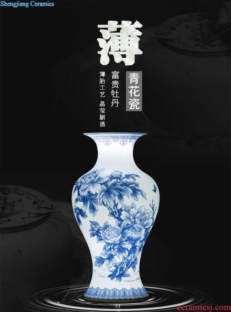 Jingdezhen porcelain vases, antique hand-painted color of blue and white porcelain cover pot Chinese style classical sitting room adornment is placed