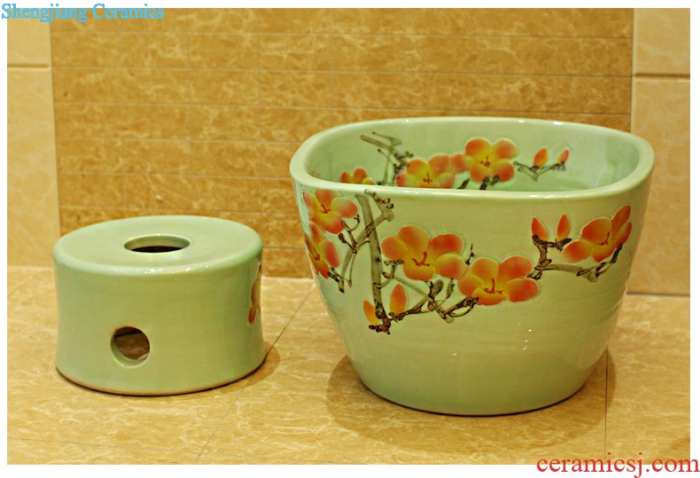 Koh larn, qi Increase the square on the art of jingdezhen ceramic bowl lavatory sink basin Platinum peony