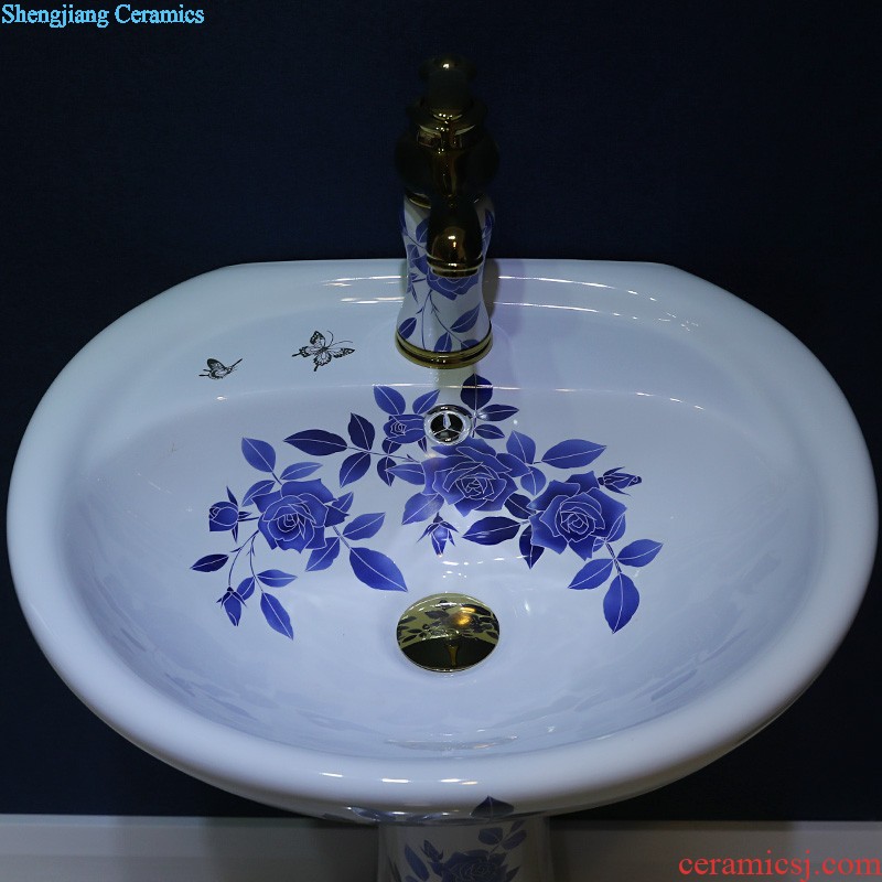 Gold cellnique ceramics column type lavatory floor balcony toilet lavabo, face basin sink pillar