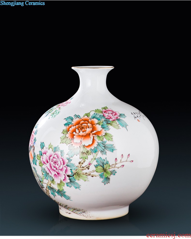 Famous master of jingdezhen ceramics hand-painted vases sitting room adornment is placed Chinese landscape painting porch decoration