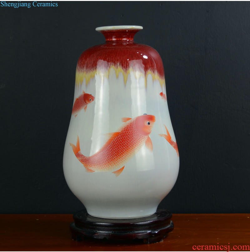 Jingdezhen ceramics flower arranging household ice crack glaze vase Chinese style restoring ancient ways the sitting room porch decoration handicraft furnishing articles