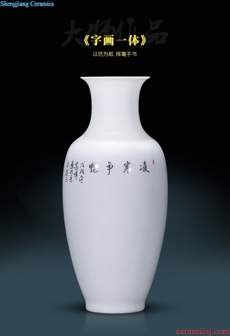 E089 jingdezhen ceramics China red festival of large vase in extremely good fortune sitting room place wedding decoration