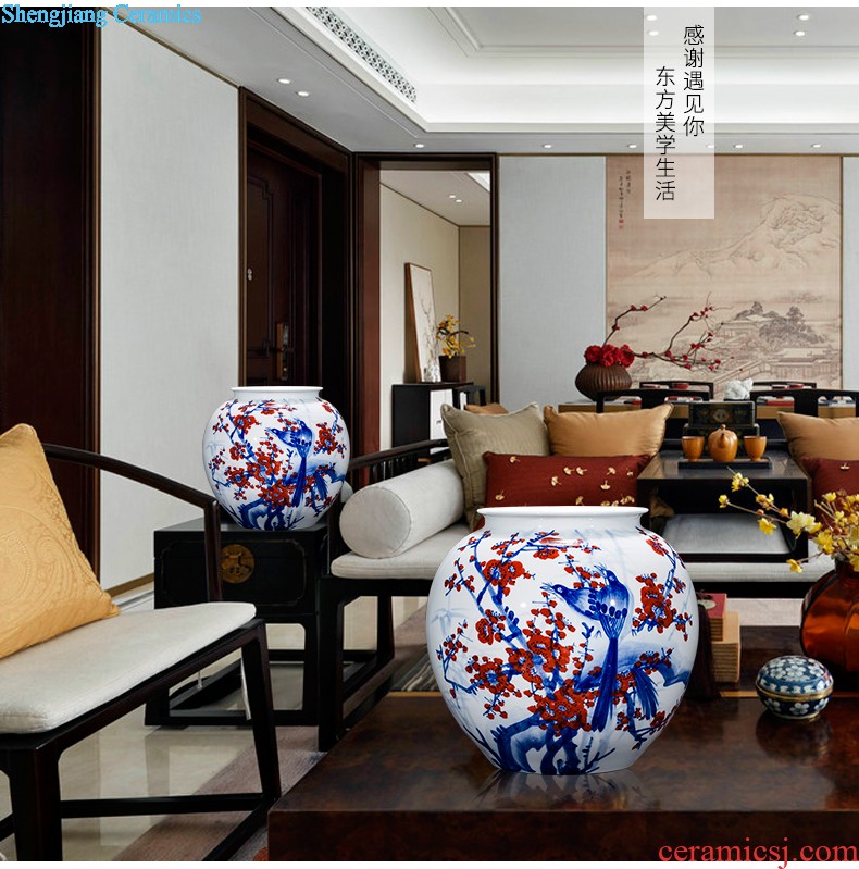 E150 jingdezhen ceramics all hand painted lotus lotus rhyme quiver of large vases, home furnishing articles adornment