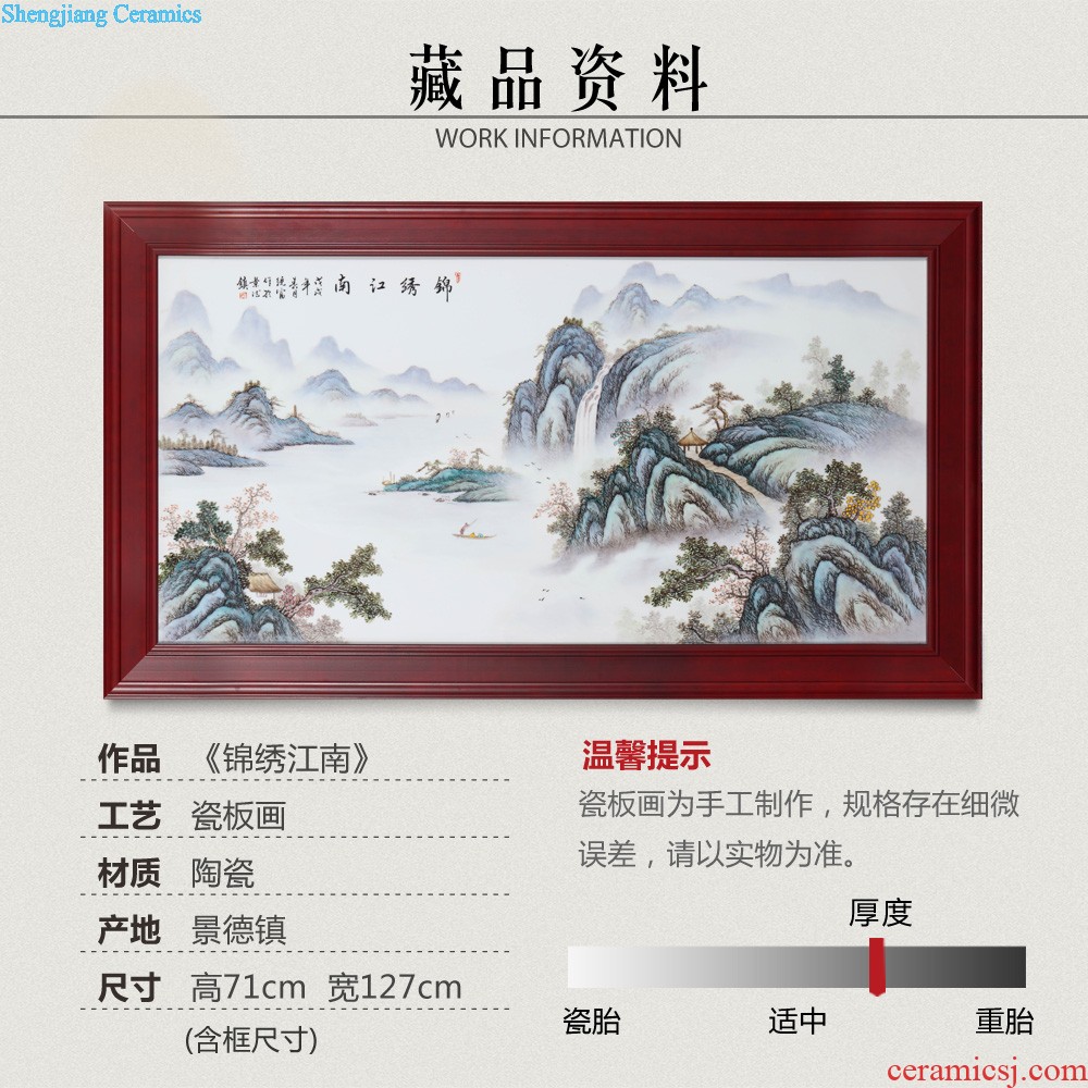 Jingdezhen ceramics Hand-painted spring, summer, autumn and winter adornment porcelain plate setting wall murals New Chinese style furnishing articles in the living room