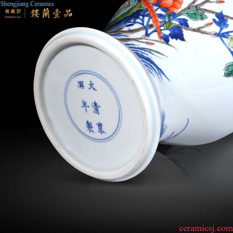 Jingdezhen imperial kiln chinaware archaize pastel yellow to blue and white fold branch flowers and mei bottles of sitting room adornment collection furnishing articles