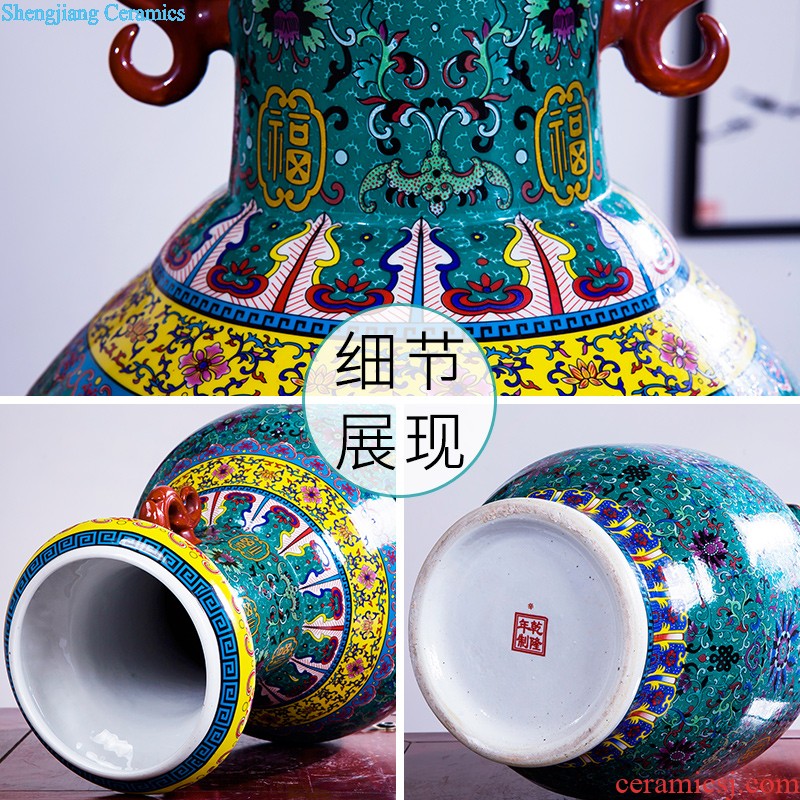 Jingdezhen ceramic hand-painted pastel big vase place to live in the living room floor decoration modern Chinese style hotel decoration