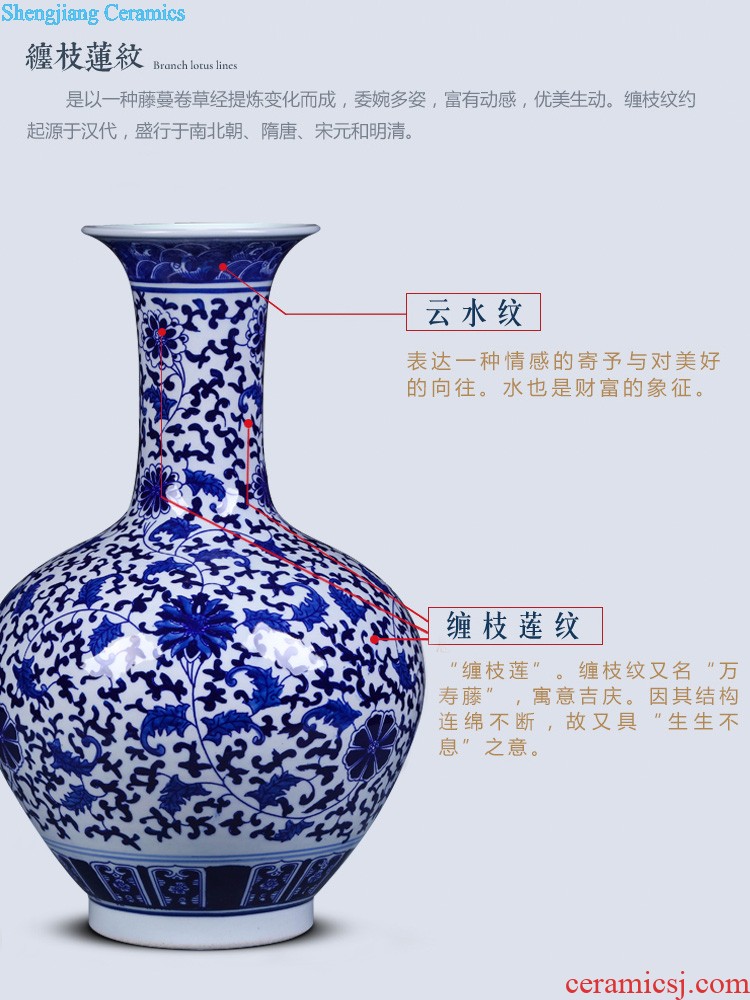 Jingdezhen landing a large vase ceramics New Chinese style household flower arrangement sitting room adornment TV ark furnishing articles