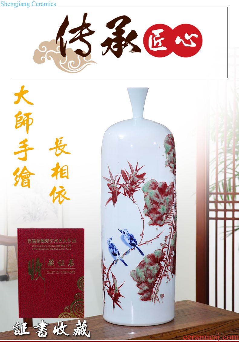 Jingdezhen ceramic creative hand blue and white porcelain vase flower arranging place of new Chinese style restoring ancient ways home sitting room adornment