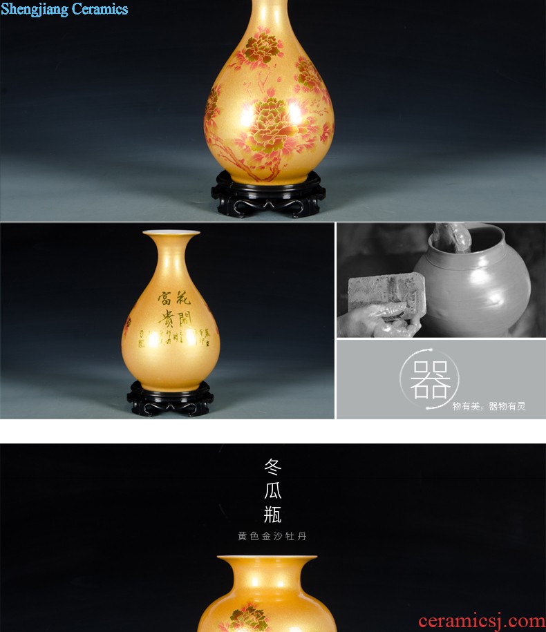 Jingdezhen ceramics blue-green high landing big vase household sitting room adornment is placed large birds pay homage to the king