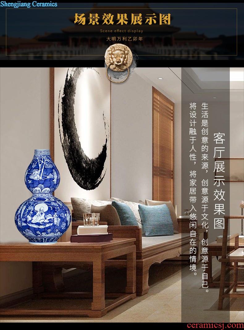 Hand of large blue and white vase sf50 jingdezhen ceramics riches restaurant decoration large living room