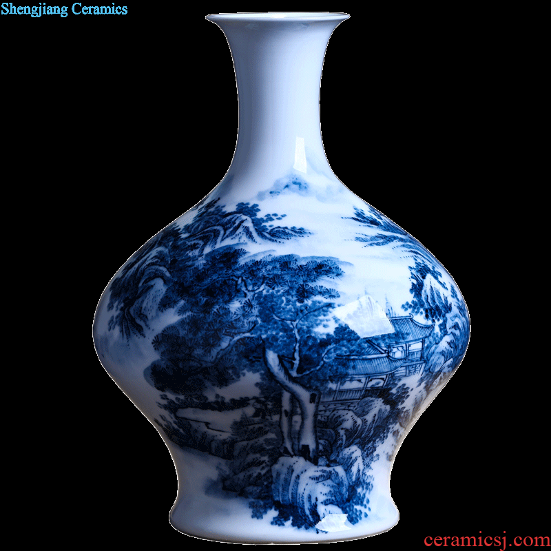 Jingdezhen ceramics Dong-ming li hand-painted pastel landscape vase New Chinese style household handicraft furnishing articles sitting room