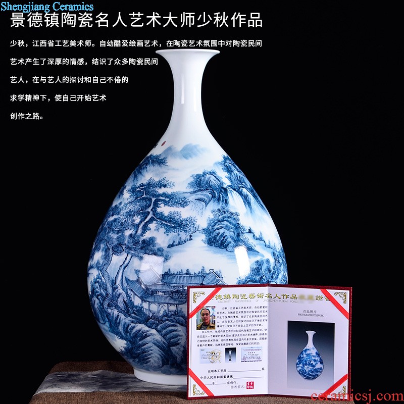 D2 jingdezhen ceramics binaural high landing big vase furnishing articles flower arranging archaize sitting room decoration home decoration