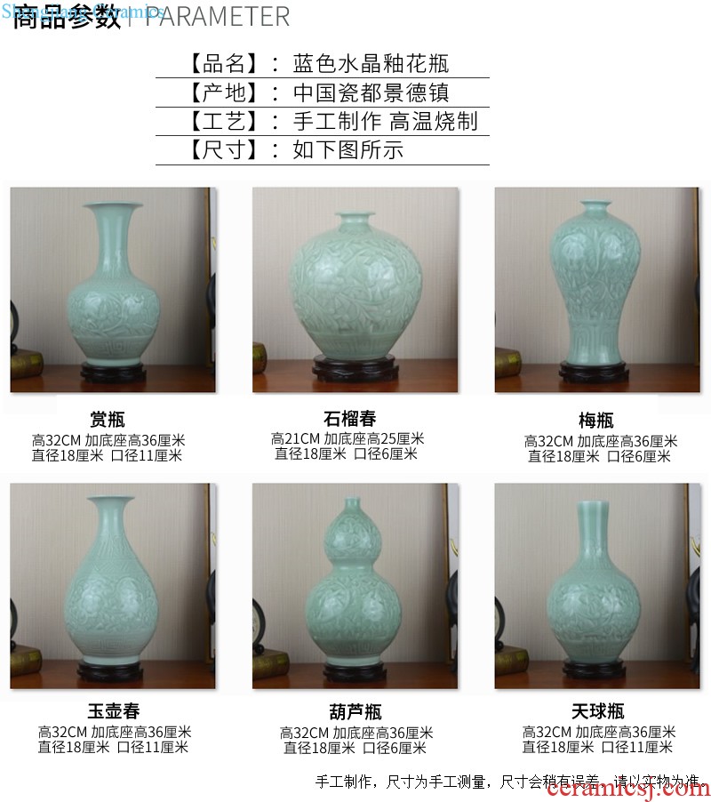 Jingdezhen ceramics hand-painted lotus flower vase Chinese style living room TV cabinet porch household adornment handicraft furnishing articles