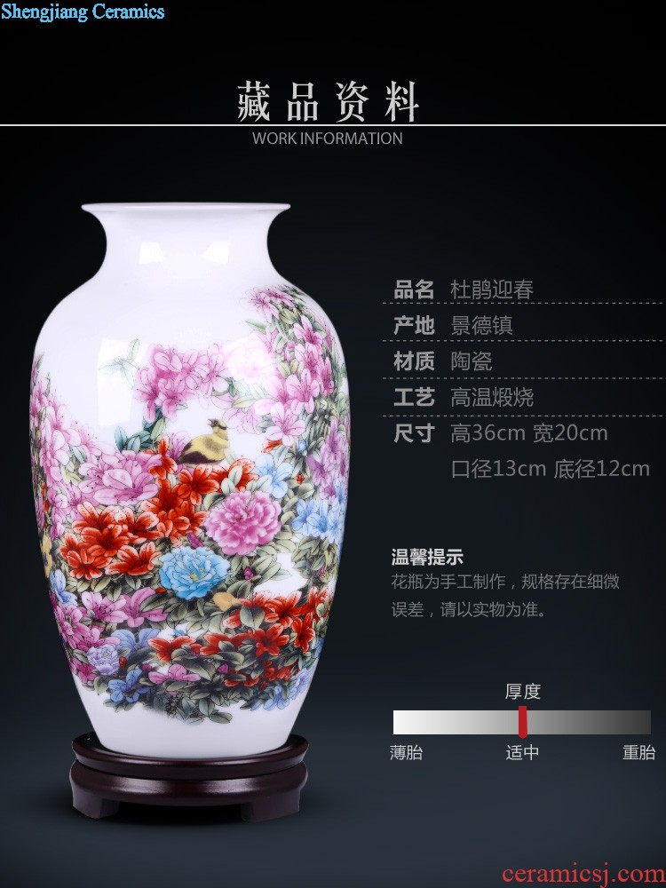 Jingdezhen ceramics The hand-painted chunjiang nostalgia vase furnishing articles New Chinese style household sitting room porch decoration