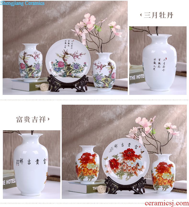 Jingdezhen ceramics modern three-piece floret bottle of flower arrangement, sitting room of Chinese style household decorations crafts