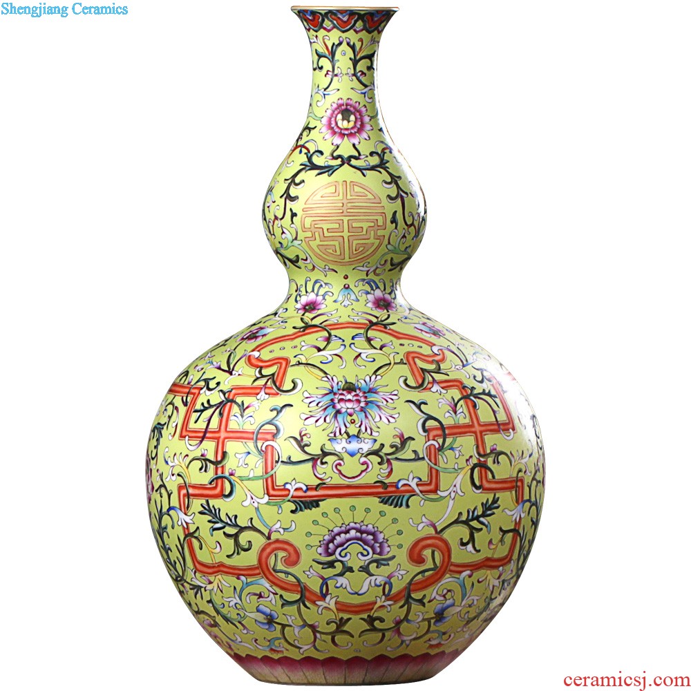 Jingdezhen ceramics vase furnishing articles qing yongzheng maintain five blessings lantern bottle arranging flowers sitting room adornment