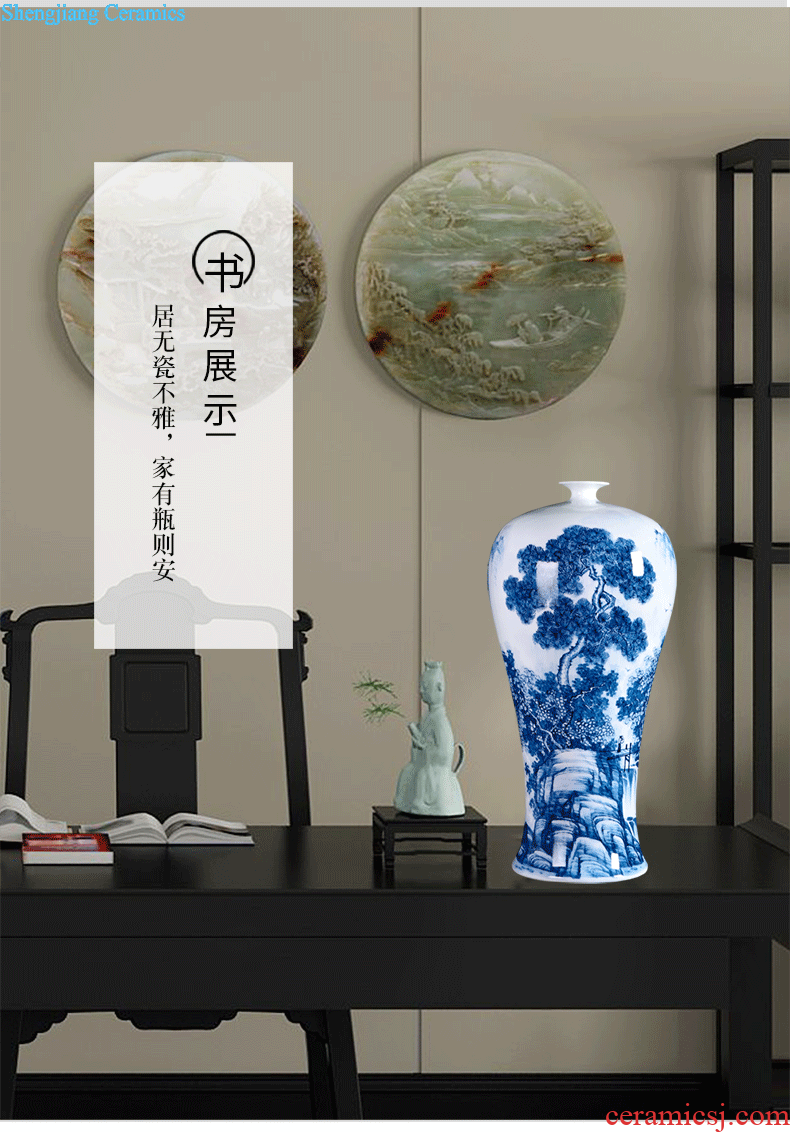 Famous master of jingdezhen ceramics hand-painted pastel landscape of large vases, Chinese style sitting room adornment is placed