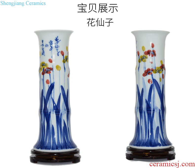 Jingdezhen ceramic blue and white porcelain vase furnishing articles sitting room of Chinese style restoring ancient ways is the dried flower arrangement home home decoration