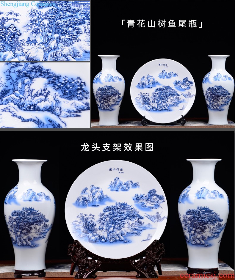 Blue and white porcelain of jingdezhen ceramics qingming scroll of large vases, home sitting room adornment is placed large