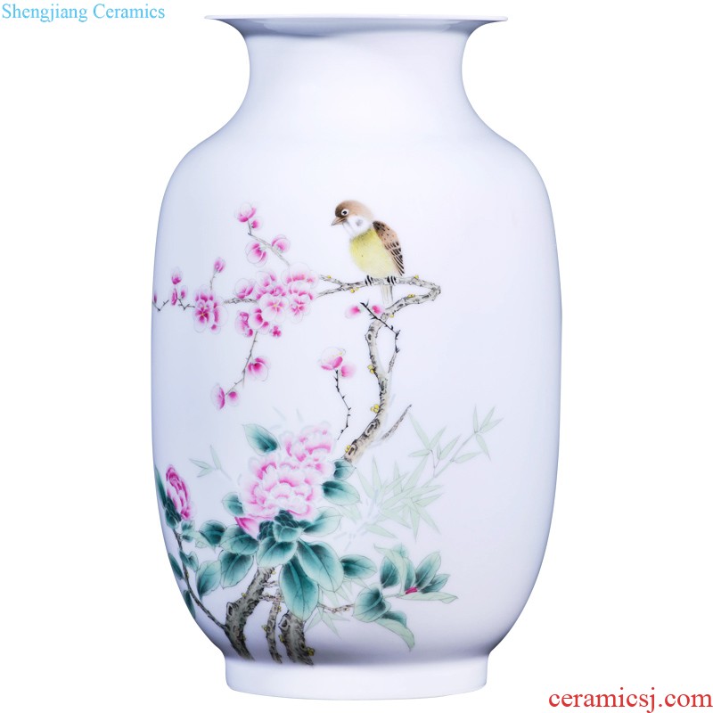 Jingdezhen ceramic hand-painted flower arranging thin foetus vase furnishing articles of modern Chinese style of new Chinese style household decorative sitting room