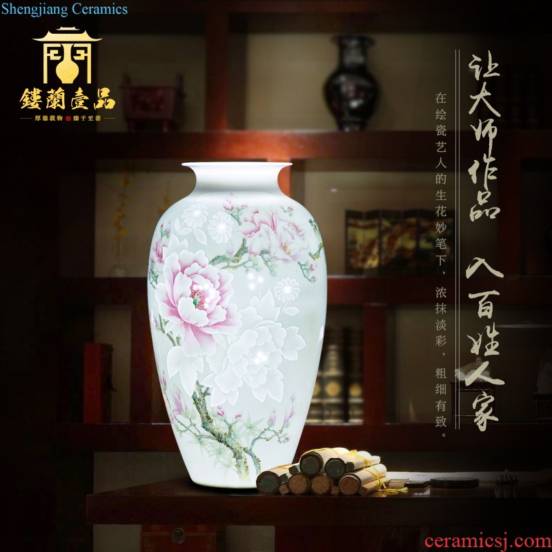 Jingdezhen ceramics hand-painted pastel flower arrangement of large vases, modern new Chinese style household sitting room adornment is placed