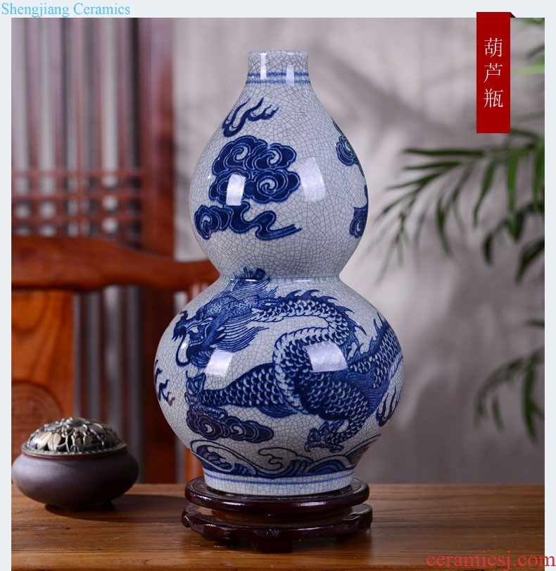 Jingdezhen ceramics hand blue and white porcelain vase large sitting room of new Chinese style household adornment TV ark furnishing articles