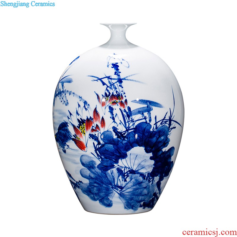 Jingdezhen ceramic hand-painted large blue and white porcelain vase Lin He spring sitting room adornment TV setting wall furnishing articles