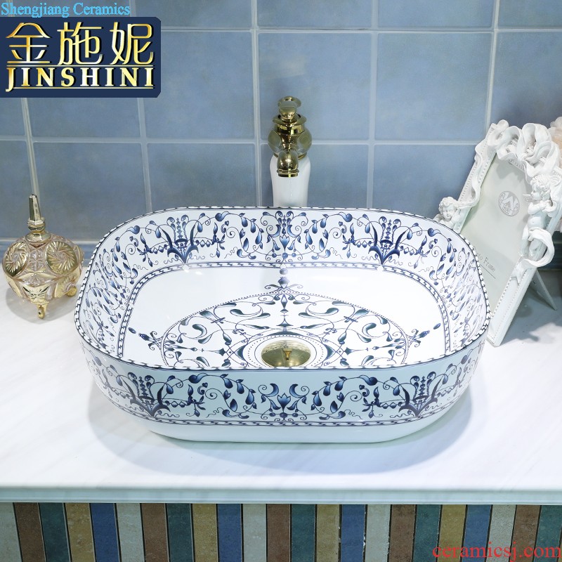 Basin of Chinese style on the sink on the ceramic lavatory square personality and artistic basin waist drum basin restoring ancient ways