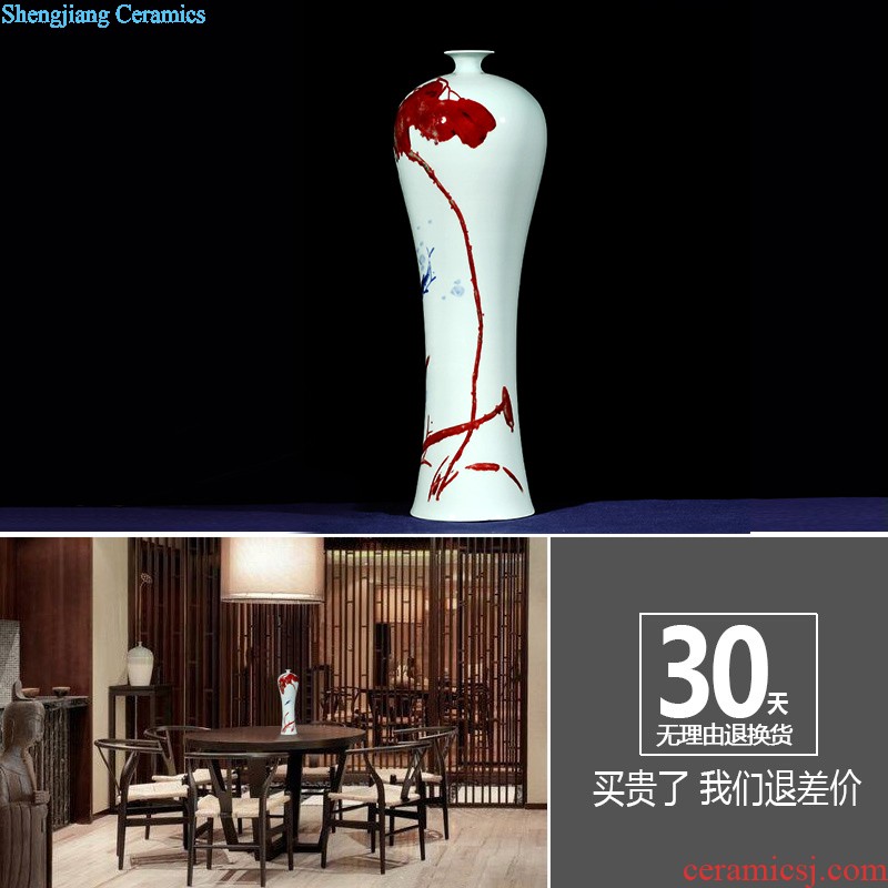 Jingdezhen ceramic floor large vases, crystal glaze sitting room adornment hotel opening new Chinese style household furnishing articles