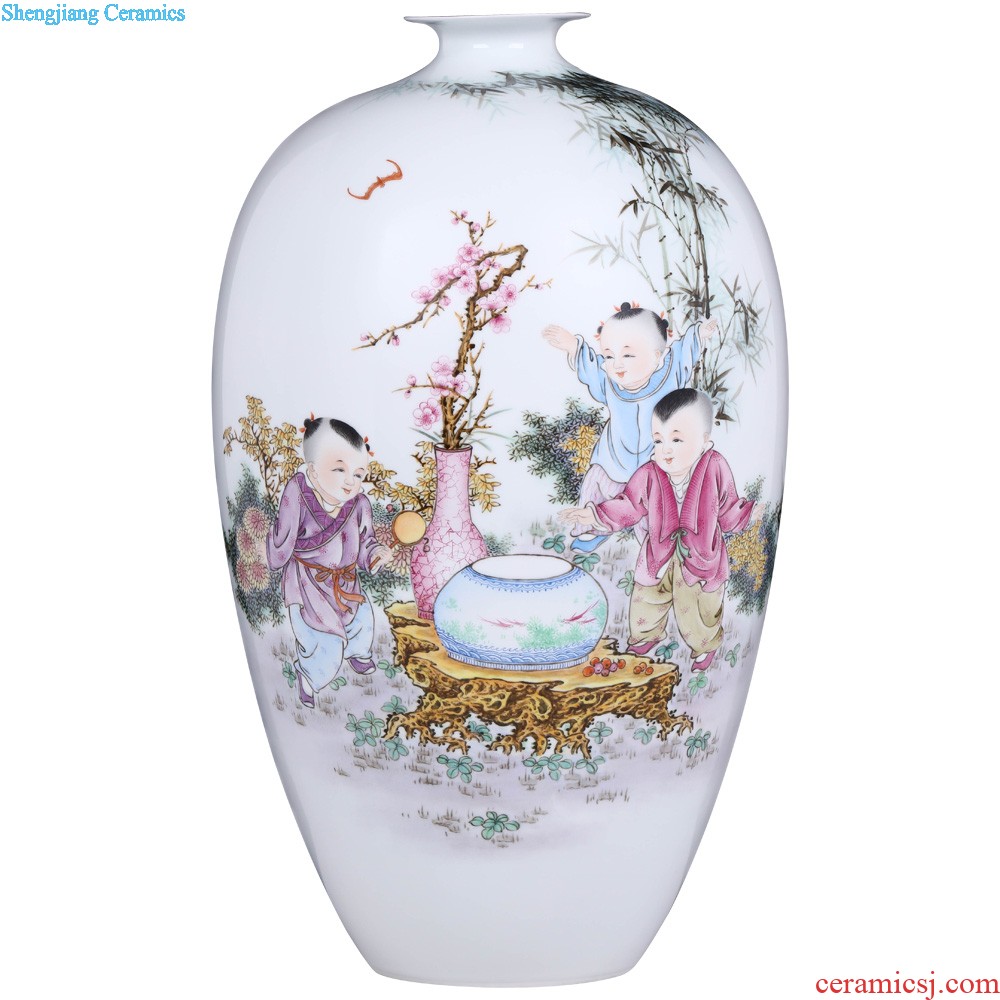 Jingdezhen ceramics furnishing articles Qiu Songxia hand-painted springs at the sitting room porch decoration of Chinese style household vase