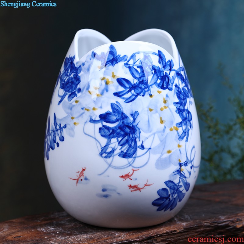 Jingdezhen ceramics vase furnishing articles pastel landscape flower arranging, new Chinese style household living room TV ark adornment