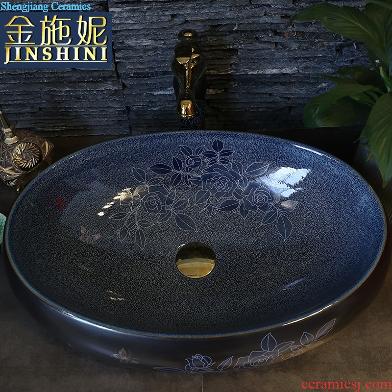 Ceramic art basin on its oval sink European contracted toilet lavatory marble basin