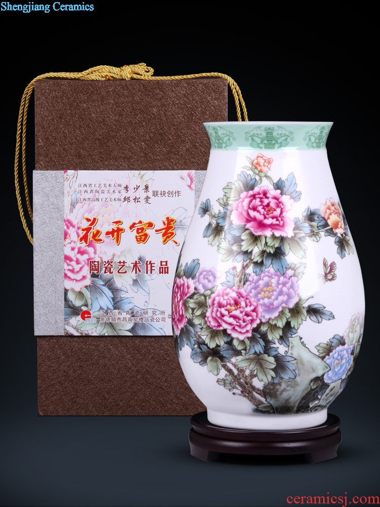 Jingdezhen ceramics Famous general hand-painted color glaze powder enamel pot vase handicraft furnishing articles in the living room